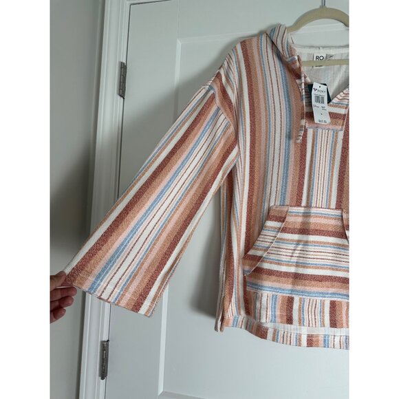 Roxy Womens Waves and Rays Hooded Poncho Sweater Striped Size Medium - Picture 4 of 9